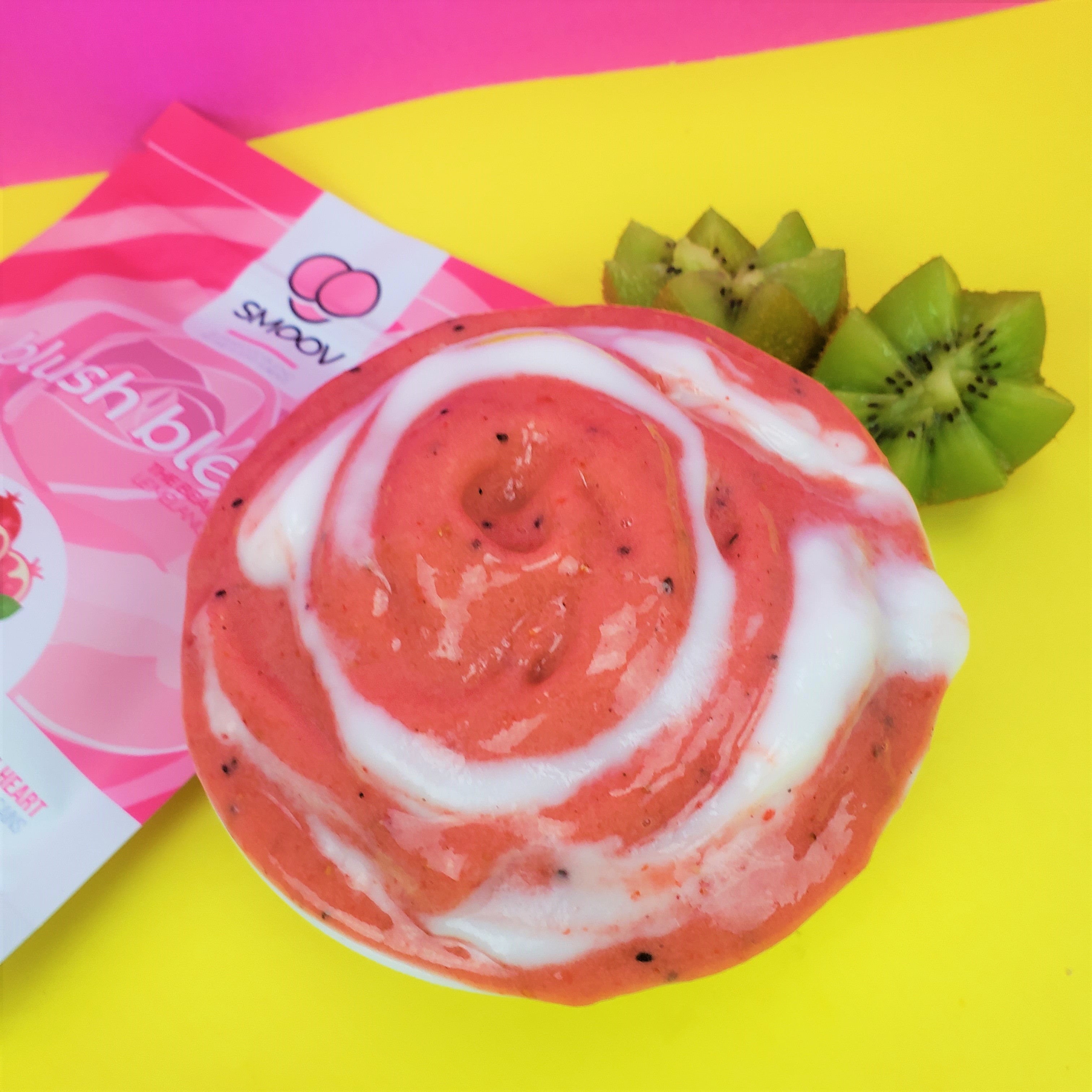SMOOV blush blend contains 8 skin loving superfoods. Packed with antioxidants like vitamins C & E to help with hair growth, skin repair and immune support. Also a rich source of fiber to help satisfy hunger, cravings and improve digestion, weight loss