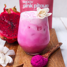 Load image into Gallery viewer, Pitaya latte made using smoov superfood blends and powders. Packed with antioxidants for health &amp; wellness. Keto Friendly