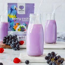 Load image into Gallery viewer, Berry smoothie made using SMOOV berry exotic blend. Nutrient packed superfoods.