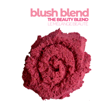 Load image into Gallery viewer, A serving of of Smoov's blush blend- pomegranate, red dragonfruit (pink pitaya), acerola cherry, red beet, strawberry, raspberry, cranberry and blueberry. To improve skin, hair and heart health. nutrients and antioxidants to help with growth, development and repair of all body tissue.