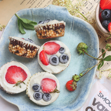Load image into Gallery viewer, Healthy Frozen vanilla yogurt snack bites made using smoov all in one vanilla cream blend shake or meal replacement - vegan friendly.