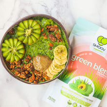 Load image into Gallery viewer, Green smoothie made using smoov superfood blends and powders. Packed with antioxidants for health &amp; wellness. Keto Friendly