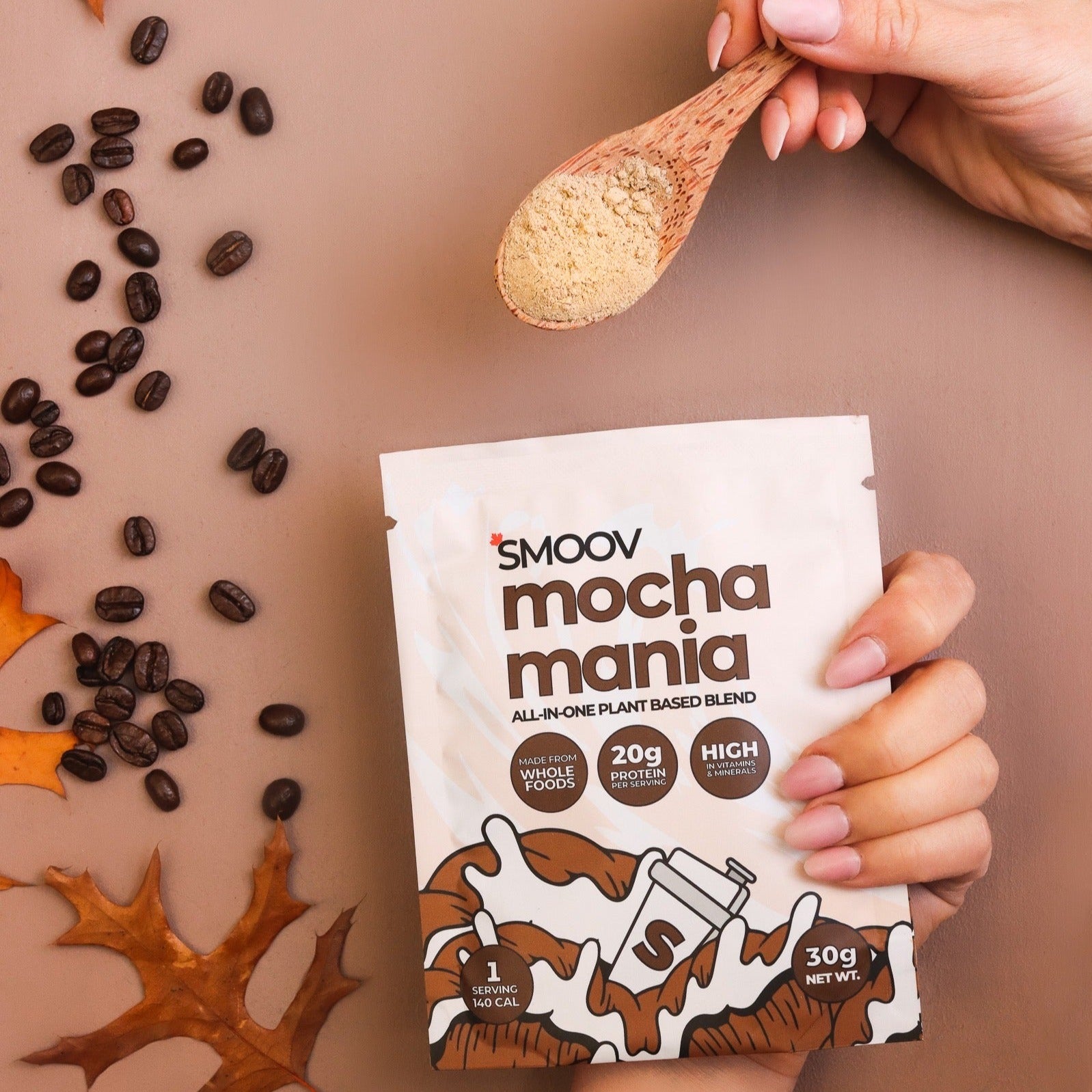 Smoov all in one mocha mania plant based shake.