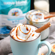 Load image into Gallery viewer, Latte made using Smoov's fun bundle. Nutrients for beauty, energy, immunity, digestion and health. Certified Organic Organic and 100% Plant based Superfood Blends.