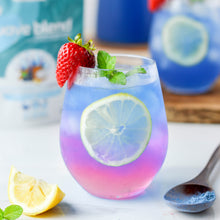 Load image into Gallery viewer, Sparkling wave refresher made using SMOOV wave blend. Mocktail packed with protein, antioxidants, vitamins for energy, digestion, health and immunity.